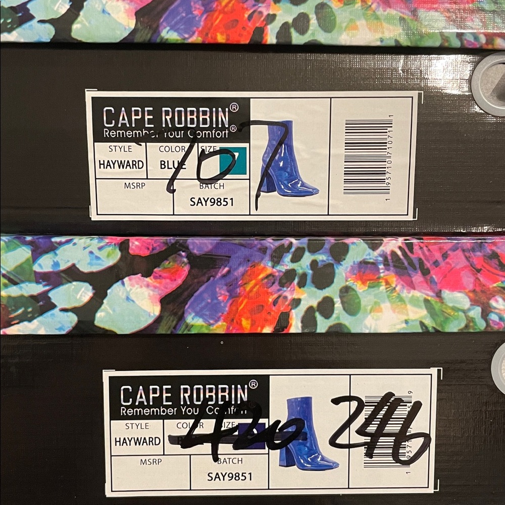 •CAPE ROBBIN• “Hayward” Blue Heeled Booties // square toe + block heel // NIB - Picture 11 of 16